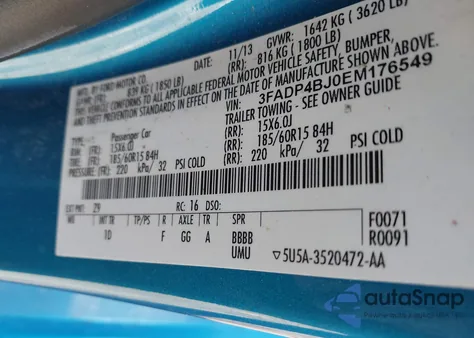 2014 Ford Fiesta Se z USA, uszkodzony, nr VIN 3FADP4BJ0EM176549